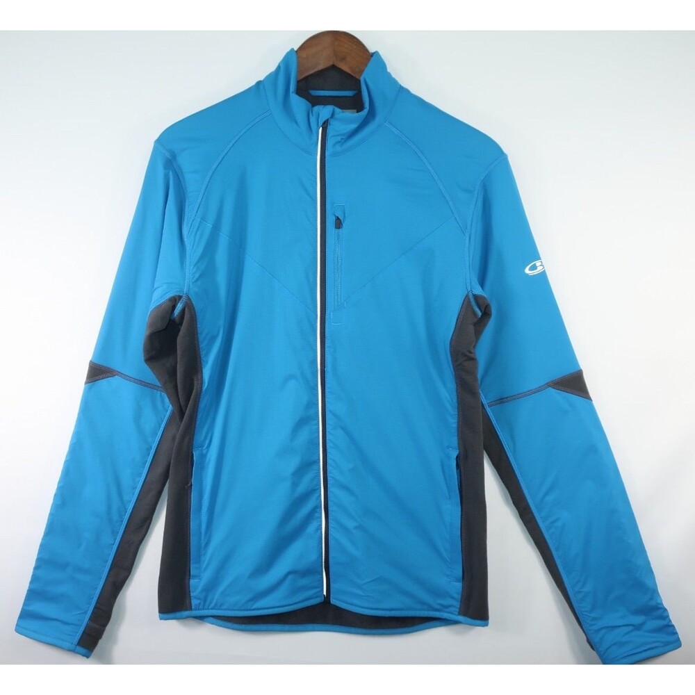 Icebreaker Merino WoolMen's Blast Jacket Fleece Cool-Lite Blue Gray Size Small